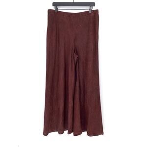 MAIWA Wide Leg Linen Pant Maroon L